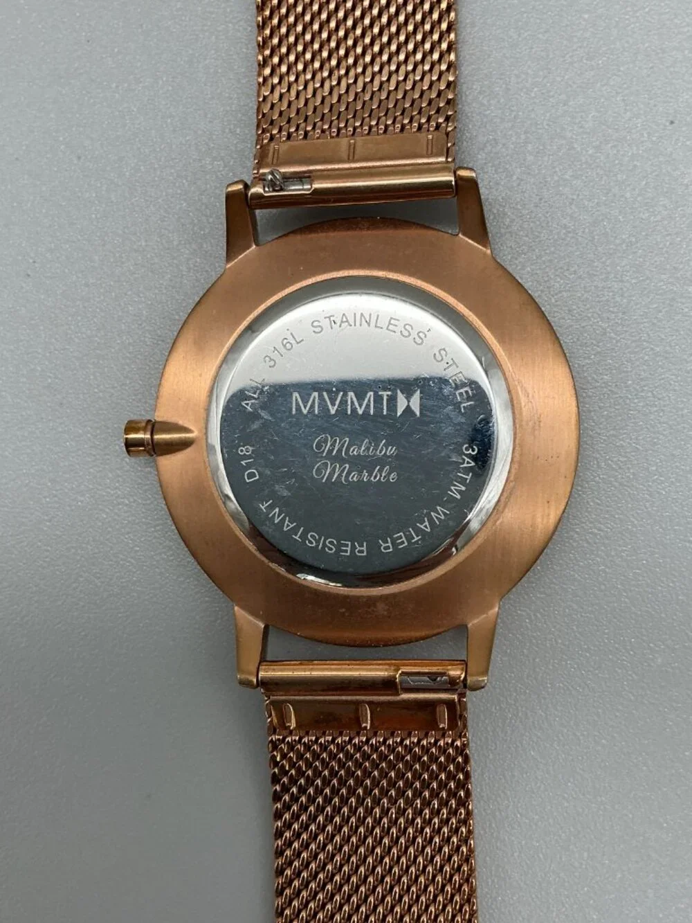 MVMT Boulevard Malibu Marble Women Watch 38mm Rose Gold Tone Mesh New Battery